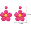 Stud Raffia Flower Plant Earrings for Women Boho Drop Handmade Womens Straw Willow Rod Pierdientes Mujer Femme Bijoux 230719