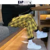 Pantalones para hombres Kapments streetwear amarillo hombres joggers hombre recto cadera tamaño 230718