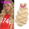 Bundles de cheveux humains vierges brésiliens 613 # Blonde Lisse Droite Remy Cheveux Tisse Droite 8-30 pouces Blonde magnifique 3 Pièces lot308k