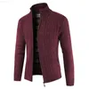 Suéteres para hombres Otoño Invierno Cálido Cardigan Hombres Fleece Zip Suéteres Chaqueta para hombre Slim Fit Knitted Sweatercoat Grueso Cardigan Suéter Hombres Prendas de punto L230719