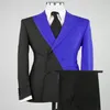 Nieuwste Ontwerp Zwart Rood mannen Jas Broek Double Breasted Bruidegom Wedding Tuxedo Party Pak Voor Mannen Slim Fit Blazer Suits Bl305s