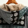 Chaquetas de mujer Invierno Vrouwen Con capucha Jas Met Pocket Kasjmier Dikke Splicing Plus Retro Lange Mouwen Losse Katoen Linnen Gedrukt 230719