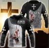 Męskie bluzy bluzy rycerz templar zbroja Jezus God Guard Cavalier Pullover Streetwear Newfashion 3d Print Men/Women Funny Hoodies Owwony odzież T230719