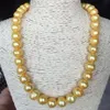 Baroque 10-11mm Natural South Seas Gold Pearl Necklace 18 tum 14k Gold Clasp252h