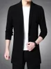 Pulls de chandail masculin Poulain hommes Automne X-Long Knit Vestes à bouton simple Sweatercoat Mens Causal