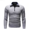 Herrtröjor Autumn Winter Casual Sweaters Men Half High Collar Pickare Warm Fleece Pullovers Mens Tjock Warm Sticked tröja L230725