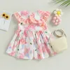 Robes de fille ma bébé 9M-3Y enfant en bas âge bébé bébé enfants filles robe à volants a-ligne robes d'impression florale pour filles vêtements de plage d'été