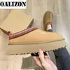 Boots Chelsea ankle Snowy Boots Woment Winter 2023 Brand Fur New Plush Short Warm Flat Bottom Slide Platform