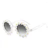 Sunglasses Classic Daisy Round Sunflower Edging Women Mirror For Sun Glasses UV400 Decor Party