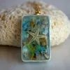 Colares com Pingente Estrela do Mar Natural Búzios Areia do Mar Praia Resina Cuboide Porcelana Cor Dourada Corrente Longo Colar Feminino Boho Moda Jóias