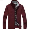 Men's Sweaters Winter Thick Men's Knitted Sweater Coat Off White Long Sleeve Cardigan Fleece Full Zip Male Causal Plus Size Clothing for Autumn L230719