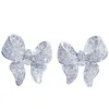 S925 Sterling Silver Love Bow Bowknot Designer Stud Oorbellen Shining Crystal Luxe CZ Bling Diamond Stone Cute Earings Earring Ea226i