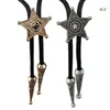 Bolo Ties Mens Vintage American Bolo Tie Western Cowboy Metal Pentagram Star Tressé Corde Chemise Col Cravate Bijoux Accessoires HKD230719