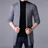 Men's Sweaters Fashion Autumn Sweater Coats Slim Long Solid Color Knitted Jacket Casual Cardigan Windbreaker