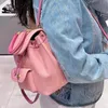 School Bags Sweet Pink Mini Backpack PU Leather Buckle Shoulder Bag Y2k Portable Women's Bag Handheld Cross Body Bag Korean Cute Bag 230718