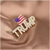 Andere kunsten en ambachten Bling Diamant Trump Broche Amerikaanse Patriottische Republikeinse Campagne Pin Herdenkingsbadge 2 Stijlen Drop Lever Dhjla