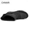 Stiefel CHNMR Herren Schnee Baumwolle Wandern Trend Runde Zehen Gummi Große Größe Designer mit samtigen Slip-on Out Door Verkauf von Produkten