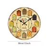 Wall Clocks Retro Wood Wall Clock 12 Inch Large Dinning Restaurant Cafe Wall Decorative Clocks Antique Silent Non-Ticking Pointer for Gift 230718