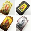 Atividades de jogos ao ar livre 1 baralho de cartas de tarô de plástico à prova d'água Durle Rider Waite Gold Black Blue Cards Divination With Guide Book L742 230718