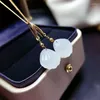 Dangle Earrings SHILOVEM 18k Yellow Gold Real Natural White Jasper Drop Earring Fine Jewelry Women Wedding Gift 13mm Me1313556hby