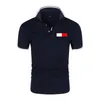 2023 New Summer Men Men Camisa Polo Impressa Fashion Lapela Tees casuais respiráveis Tops de manga curta Hip Hop Polos camisas