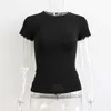 women's t shirts Street trendsetter round neck pullover short sleeved T-shirt sexy tight short sleeved top Women's clothing