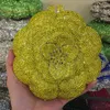 Sacs de soirée Tournesol vert/or strass pochette femme fleur jaune cristal sac de soirée nuptiale fête de mariage pochette portefeuille et sac à main 230718