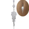 Crystal Rhinestones Belly Button Rings Fashionable Stainless Steel Navel Rings Tassel Belly Piercing Jewelry For Women234o