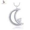 5PCS Silver Moon magnetic glass floating charm locket Zinc Alloy chains included for LSFL034-1283v