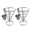 Sacchetti per gioielli Borse 2 pezzi Patatine fritte Stand Cono Basket Fry Holder con mestoli per salsa Espositore per pollo fritto in metallo Wire2469