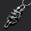 New 1 pc Men Infinity Silver Black Stainless Steel Skull Pendant Chain Necklace fine jewelry Friend Gifts296j