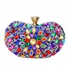 Evening Bags Multi Colors Two Side Luxury Crystal Floral Clutch Chain Bag Evening Woman Diamond Wedding Shoulder Wallet Purse Handbags 230718