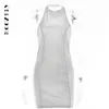 Basic Casual Dresses BoozRey Fashion Sexy O Collar Bright Silk Shiny Backless Sleeveless Mini for Women Y2k Bodycon Dress Night Club Outfits 230718