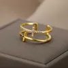 Bandringar stil dubbel korsringar för kvinnor rostfritt stål kubik zirkonium fingerguld färg ring vintage jesus engagemang smycken r230719