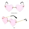 Lunettes de soleil sans monture coeur Vintage métal lunettes de soleil pour femmes à la mode en forme de coeur mode Hippie PartyCostume