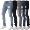 EBAIHUI Jeans de diseñador para hombre Ripped Skinny Slim Elástico Denim Fit Biker Jeans Moda Cremallera Rippe Long Pants2822