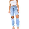 Jeans Feminino Calça Jeans Feminina Cintura Alta Stretch BuLifting Clássico Ajuste Justo Calça Jeans Estilo Buraco Soild Calça Longa Feminina