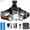 Headlamps D2 Headlamp Rechargeab Battery Ultra Bright Waterproof 4 Modes Headlight 3 T6 R5 D 18650 Hunting Fishing for Camping Light HKD230719