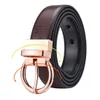 Neckläder läder reversibelt bälte midjeband jeans klänning med rosguld och svart rotera spänne av Beltox 230718