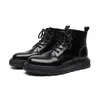 Boots Comfortable Wearable Mid-top Black Lace-up Low-barrel Round Toe 89270-R Sneakers For Men Motorcycle Cowboy