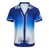 Мужские повседневные рубашки Casablanca Рубашка высококачественная синяя градиентная сцена припечатка пара женская летняя короткий рукав 230718