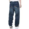 Jeans Masculino Calças Demin Calças Folgadas Casual Hip Hop Skate Streetwear Tamanho Grande 46 48 Calças Com Bordado Reto