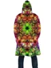 Hommes laine mélanges 2021 hiver hommes manteau psychédélique arc-en-ciel style 3D impression complète polaire à capuche manteau unisexe décontracté épais chaud Cape manteau PF59 HKD230718