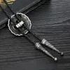 Bolo Ties 3D Copper deer head bolo tie for man Indian cowboy western cowgirl leather rope zinc alloy necktie HKD230719