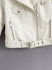 Giacca da moto da donna in pelle 2023 primavera donna PU donna con cintura tinta unita giacche da donna vestibilità casual