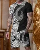 Men's Tracksuits Summer men's tiger O-neck short sleeve+short sleeve two-piece Sportswear fashionable T-shirt men's casual suit Z230719