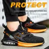 Безопасная обувь апельсиновая воздушная подушка мужская рабочая обувь стальная спортивная обувь неразрушимая защитная обувь Мужская антипоншрутная промышленная обувь 230718