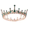 Tiara di strass di cristallo verde e corona de Noiva Sposa rotonda Regina Diadema copricapo Accessori per gioielli da sposa per capelli da sposa LB Y2251M