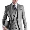 2020 grigio 3 pezzi Mens Suit Plaid Terno masculino Wedding Groom Tuxedo Abiti su misura per uomo Giacca su misura pantaloni vest2626