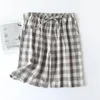 Pijama masculino xadrez pijama de algodão puro verão casa calças curtas estilo coreano estilo masculino roupas de dormir